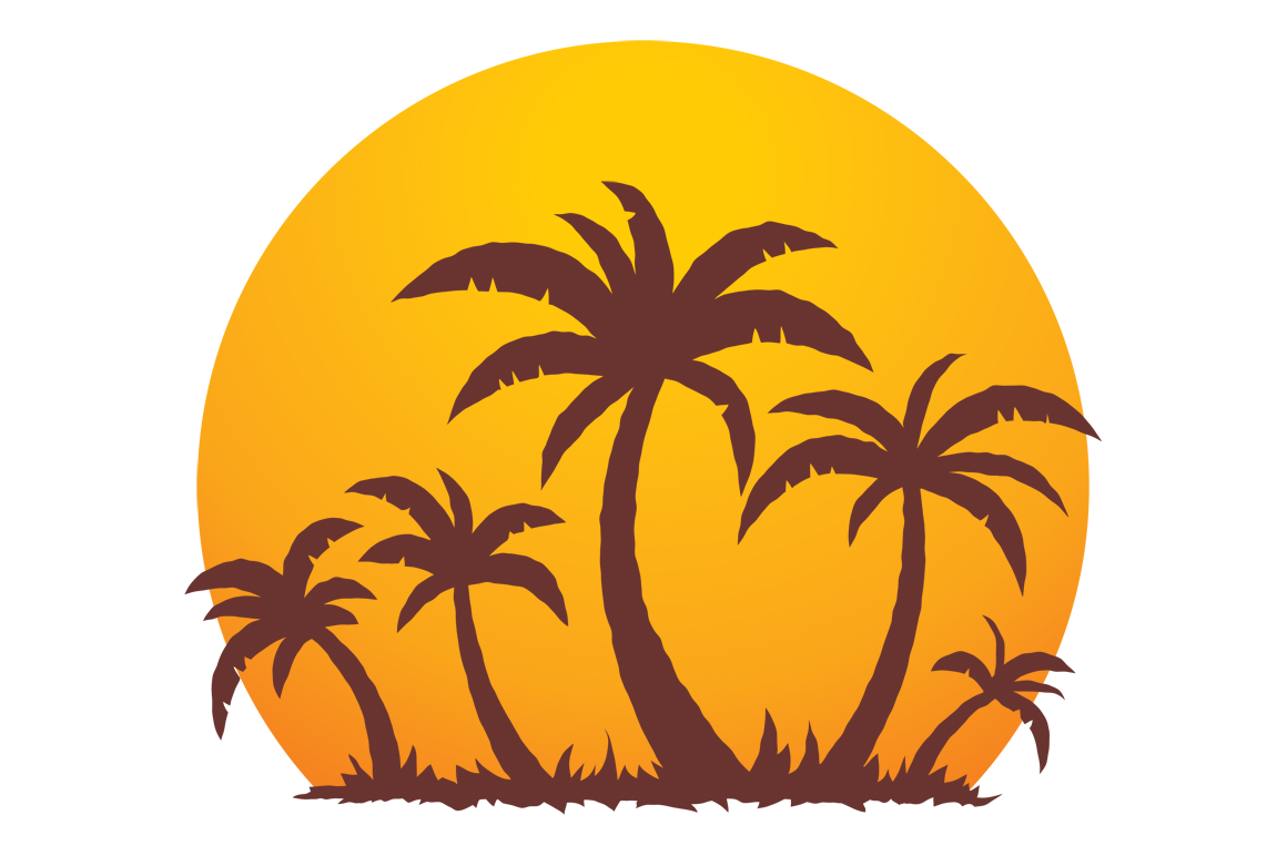 Living On Island Time Palm Trees And Sunset Sticker by John Schwegel -  Pixels